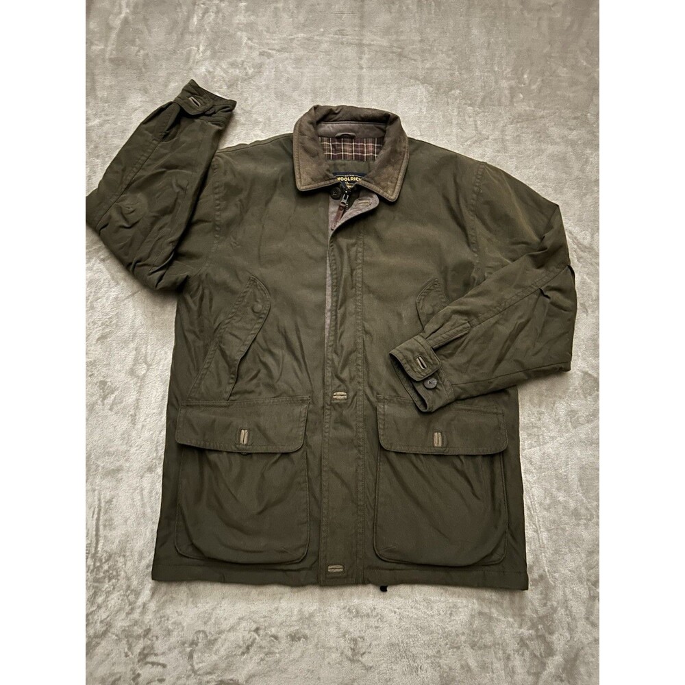 Vtg Moss Green Woolrich Jacket W/Leather Collar Men’s Medium